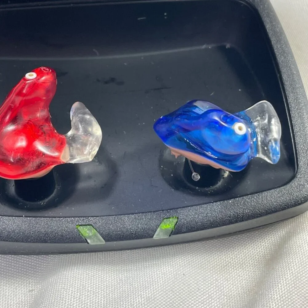 Starkey Red & Blue Custom Hearing Aids Charging Case & Cleaning Tool PARTS ONLY